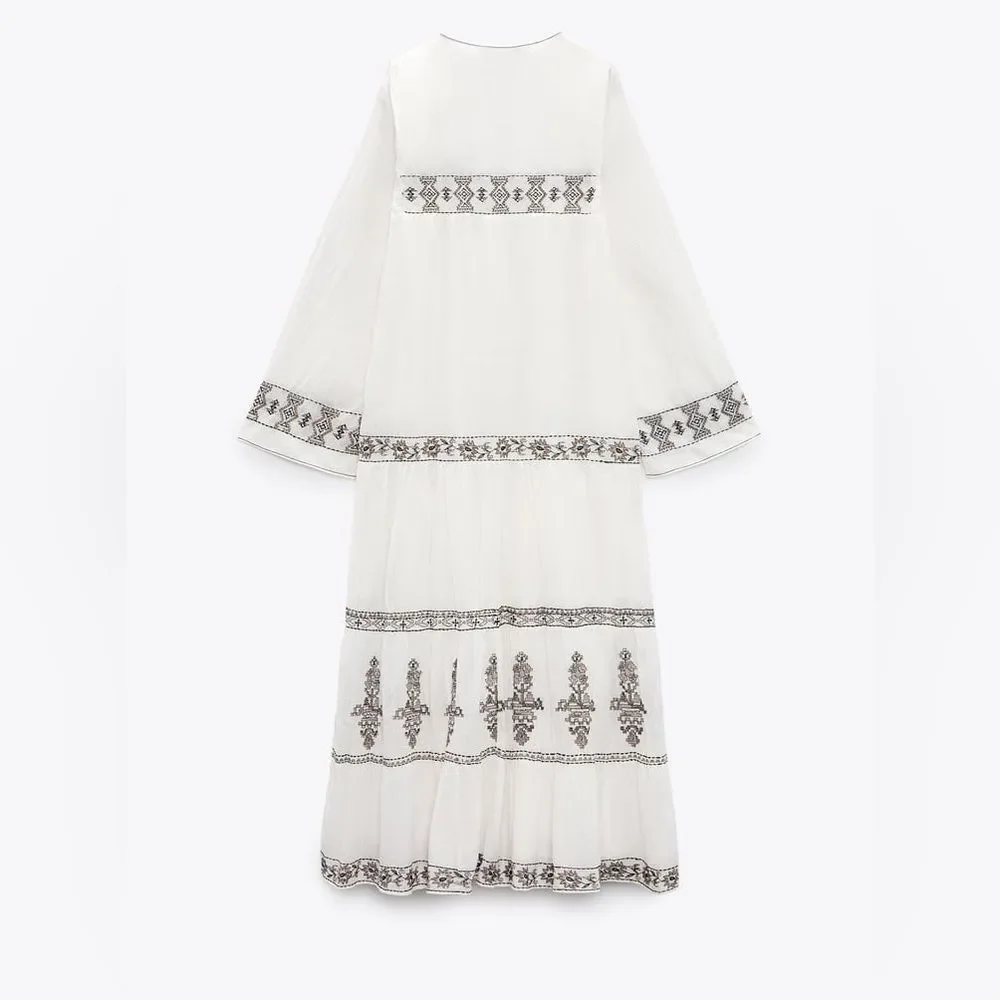 ZARA BOHO VOLUMINOUS EMBROIDERED DRESS_14